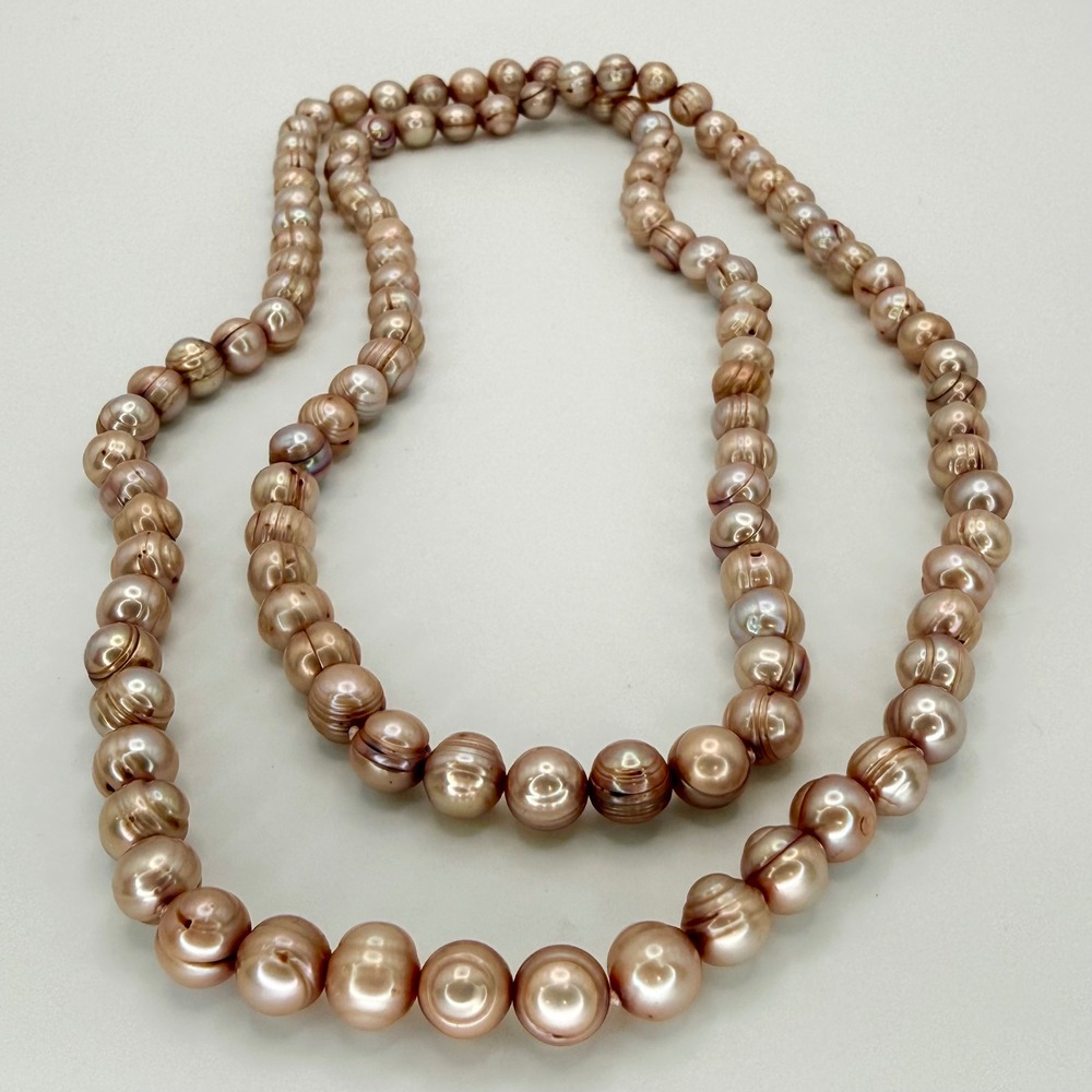 Pink Freshwater Potato Pearl Opera Length Necklace Coquette Old Money 32 Inch